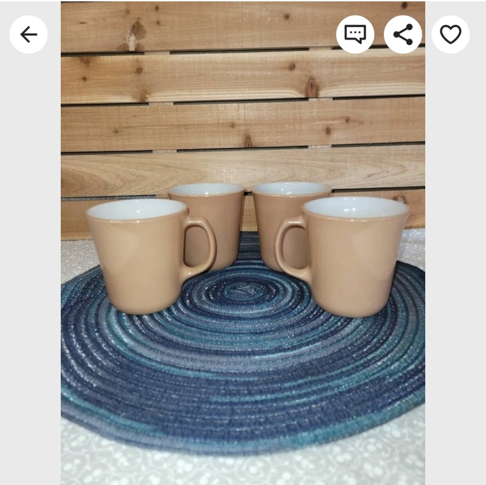 Pyrex Kitchen | 4 Pyrex Beige 10 oz Coffee Cups Mugs | Color: Tan | Size: Os |